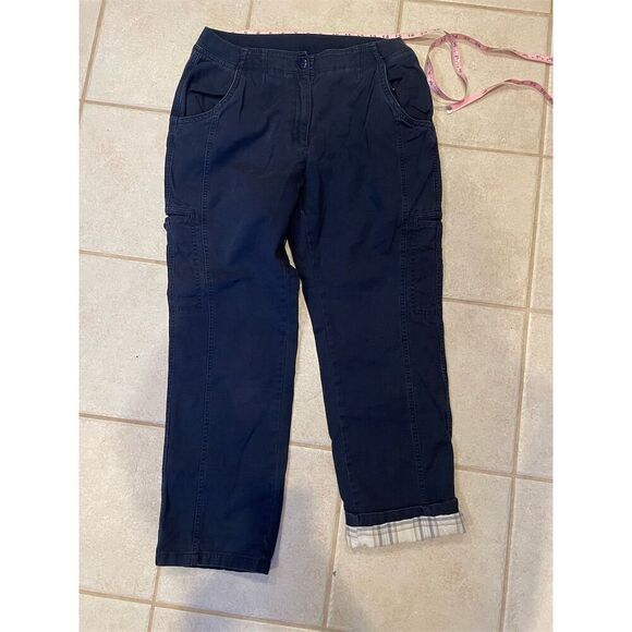 L.L. Bean Women's Cargo Pants Size 14 Blue Lined Casual Durable - Picture 1 of 11